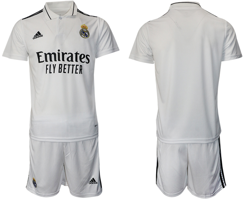 Men's Real Madrid Blank 22/23 White Home Soccer Jersey Suit